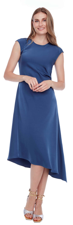 ROXY SOLID ASSYMETRIC SATIN DRESS