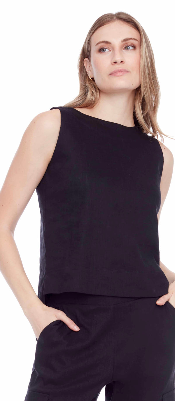 LILA LINEN SLEEVELESS TOP