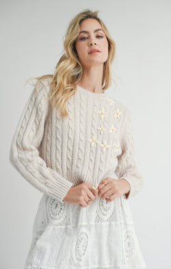 LULU EMBROIDERED DAISY SWEATER