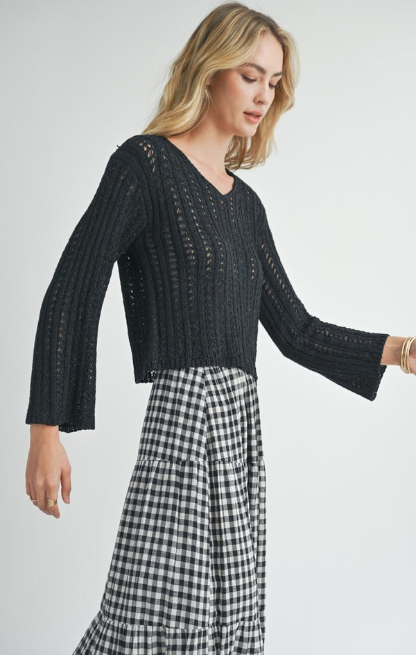 PERFECT FLOW POINTELLE KNIT SWEATER