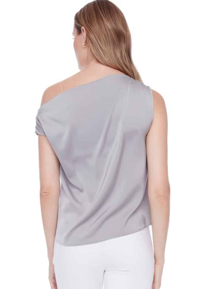 LILY SOLID SATIN ASSYMETRIC TOP