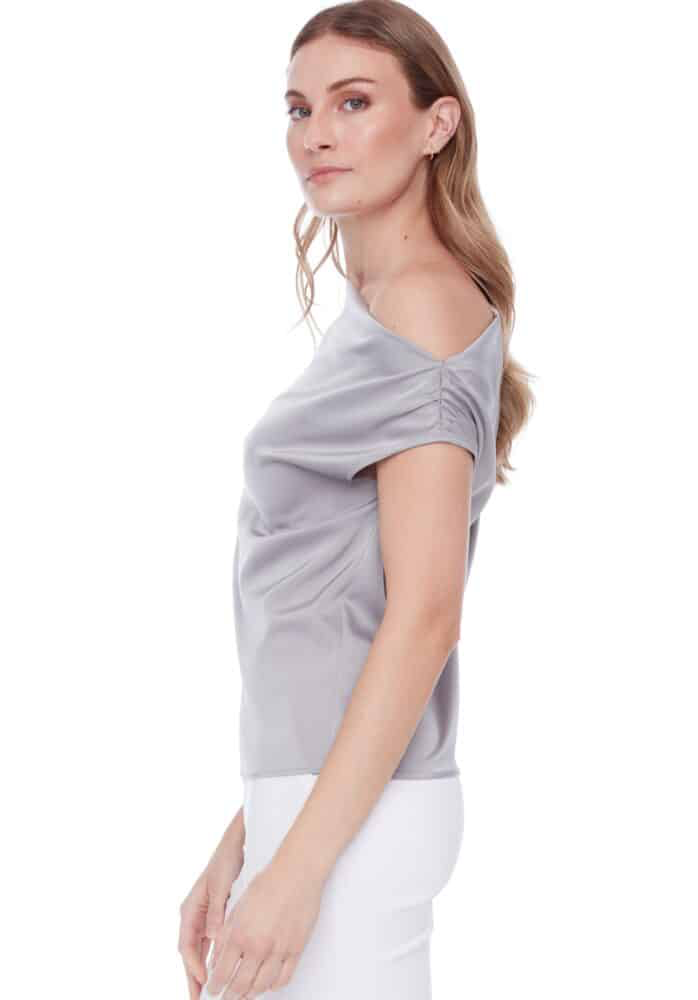 LILY SOLID SATIN ASSYMETRIC TOP