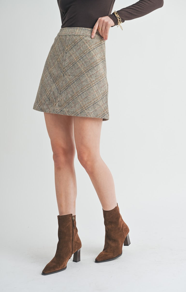 HARMONY HERRINGBONE MINI SKIRT