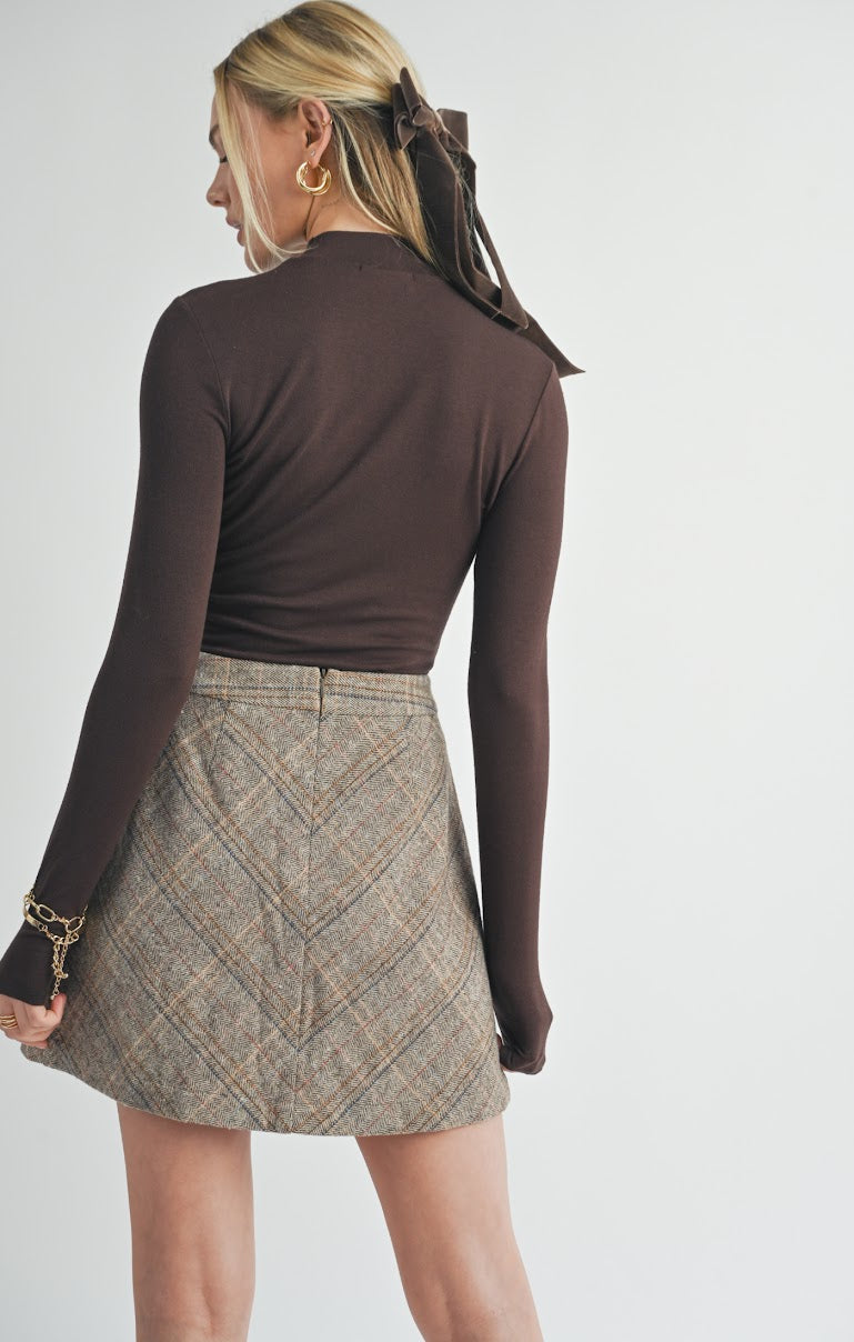 HARMONY HERRINGBONE MINI SKIRT