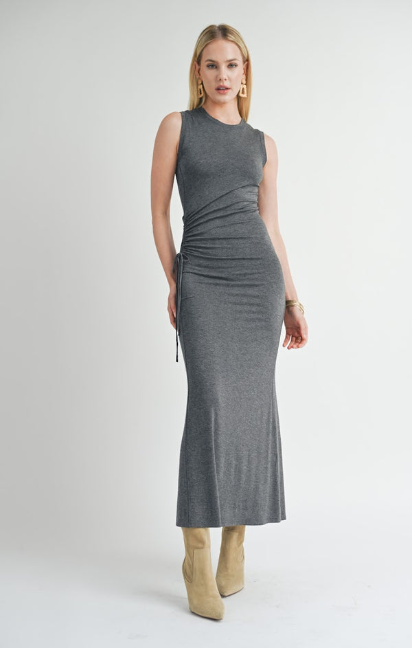 TIME ALONE SIDE RUCHED MAXI DRESS