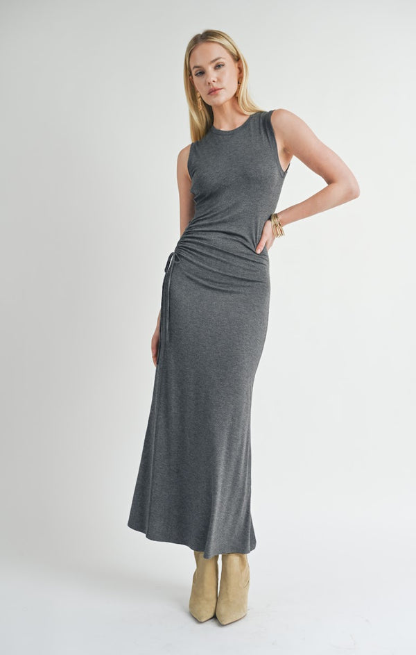 TIME ALONE SIDE RUCHED MAXI DRESS