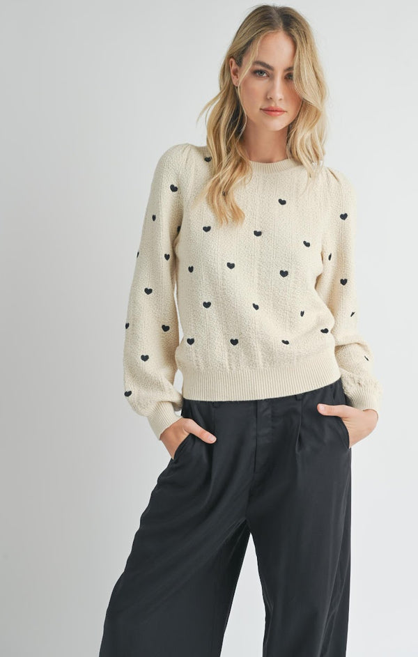 HEART EYES EMBROIDERED SWEATER