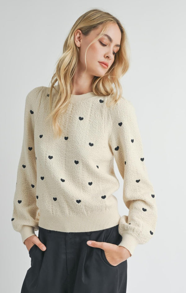 HEART EYES EMBROIDERED SWEATER