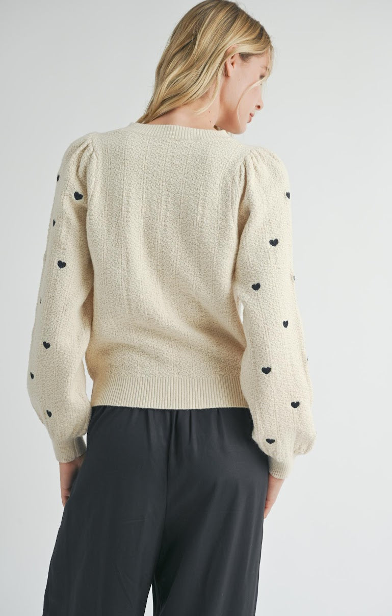 HEART EYES EMBROIDERED SWEATER