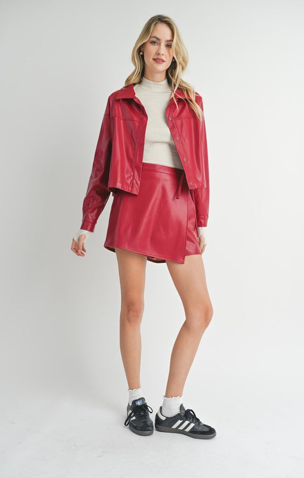 WINE DOWN FAUX LEATHER JACKET