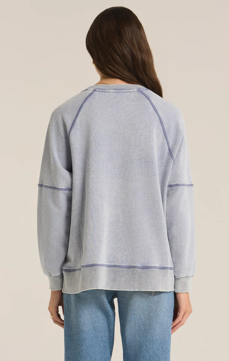 EASY V-NECK KNIT DENIM SWEATSHIRT