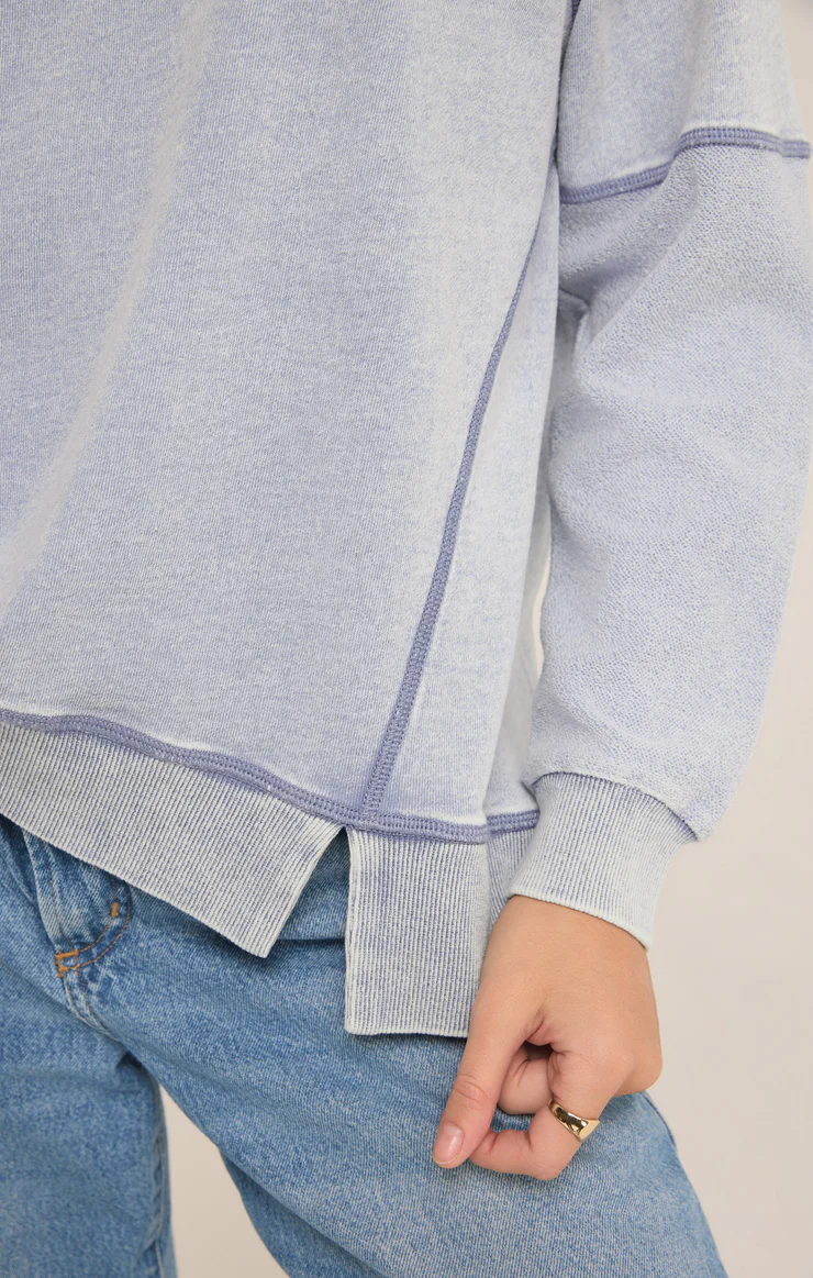 EASY V-NECK KNIT DENIM SWEATSHIRT