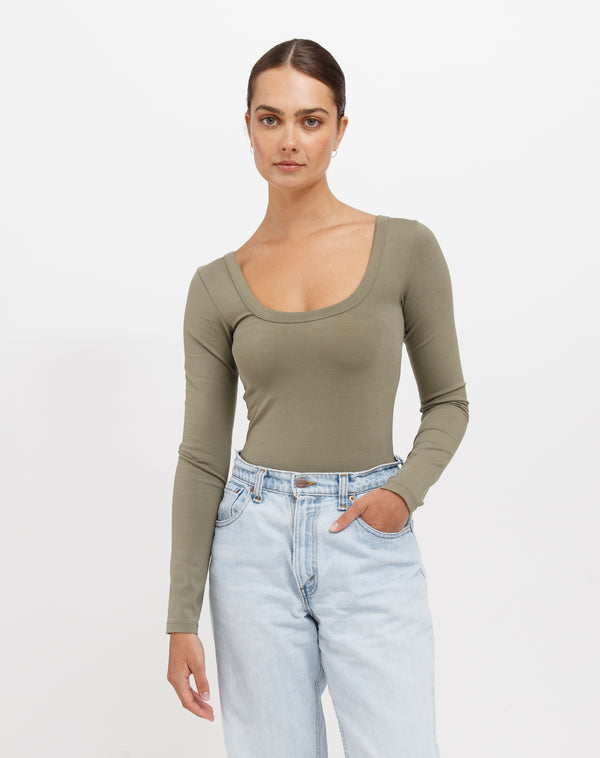 LS SQUARE NECK BODYSUIT