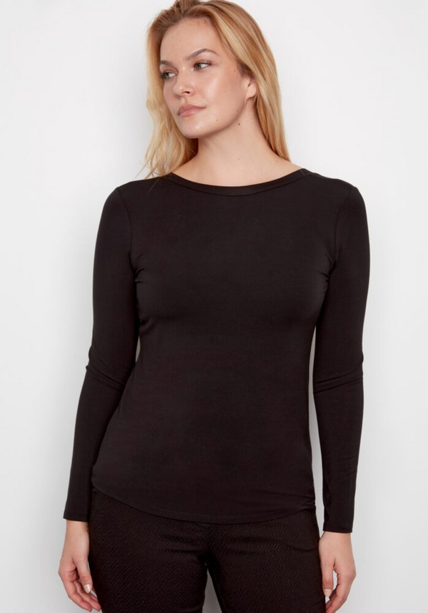 JUNIPER SOLID KNIT JERSEY SCOOP NECK TOP