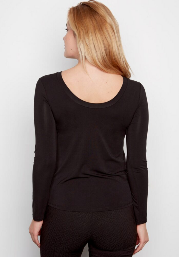 JUNIPER SOLID KNIT JERSEY SCOOP NECK TOP