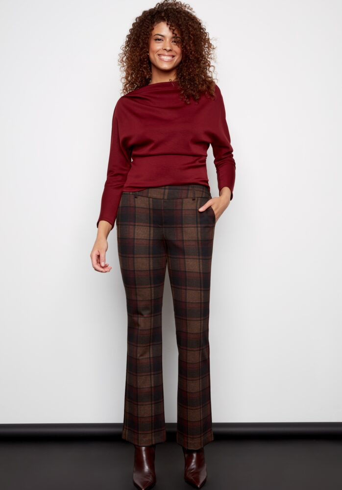 AXEL BEDFORD PLAID PONTE STRAIGHT-LEG PANT