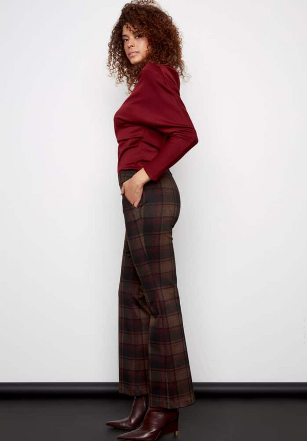 AXEL BEDFORD PLAID PONTE STRAIGHT-LEG PANT