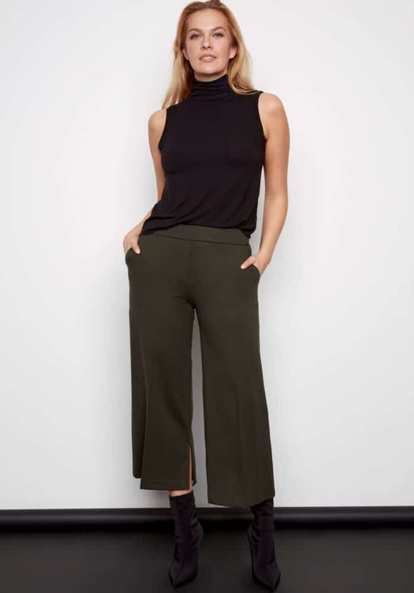 SENNA CROPPED WIDE-LEG PONTE PANT