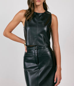 ERA FAUX LEATHER SLV/LESS TOP