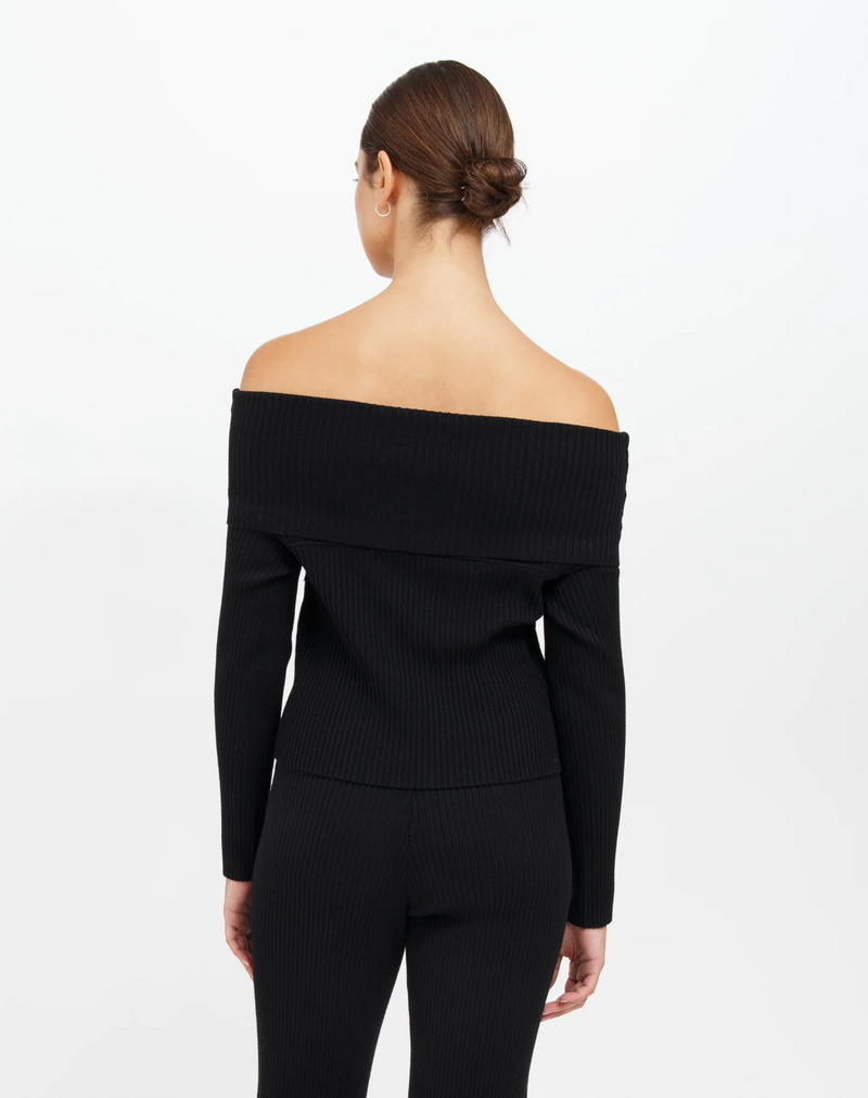 ELLE RIB KNIT OFF THE SHOULDER SWEATER