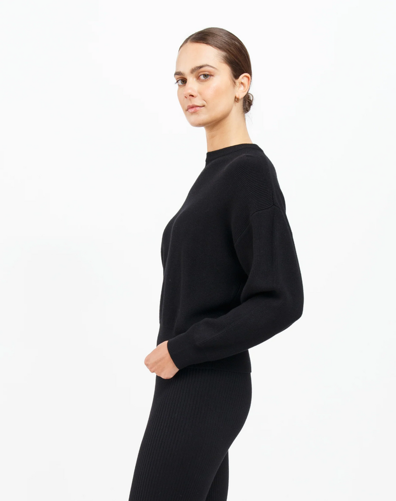 OLIVIA RIB KNIT CREW SWEATER