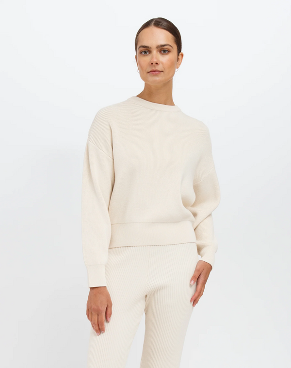 OLIVIA RIB KNIT CREW SWEATER