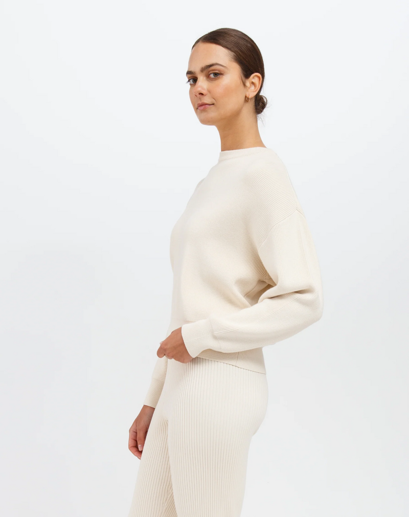 OLIVIA RIB KNIT CREW SWEATER