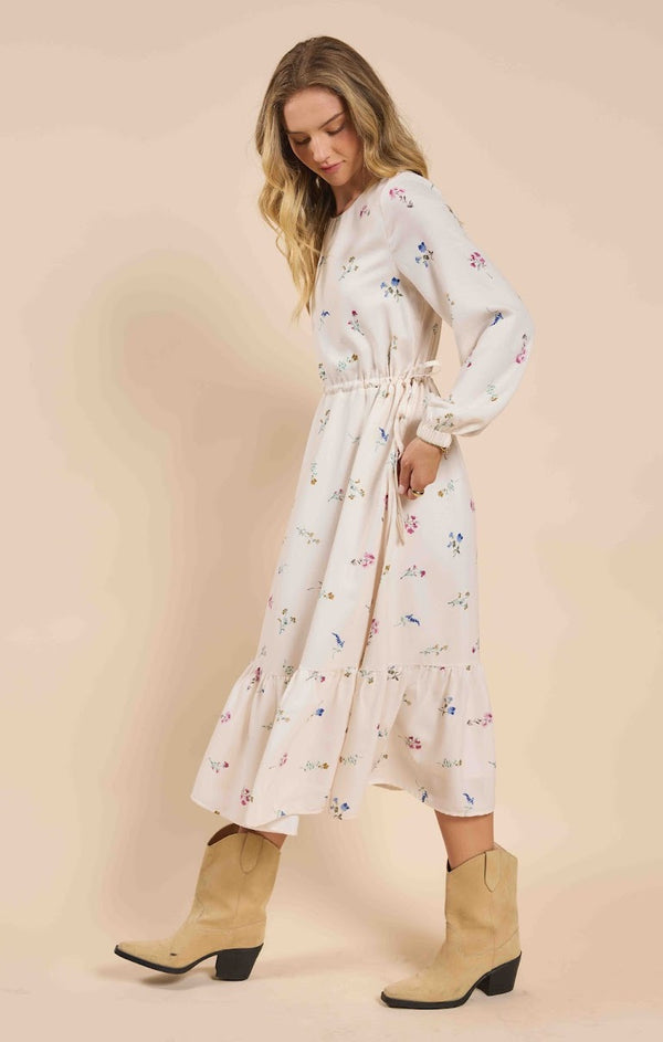 ABUNDANCE LSLV MIDI DRESS