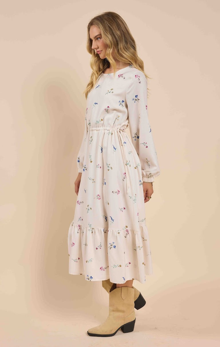 ABUNDANCE LSLV MIDI DRESS