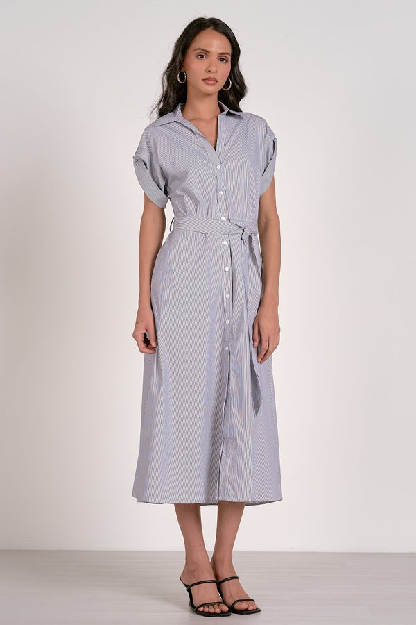 COLLARD BUTTON DOWN MIDI DRESS