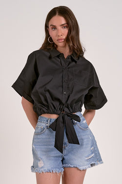 BUTTON DOWN TIE FRONT TOP