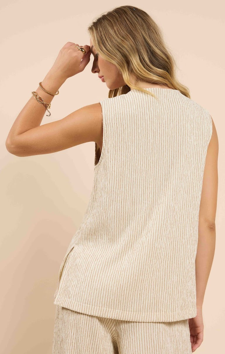 IN THE CLOUDS V NECK TOP W/ SIDE SLITS