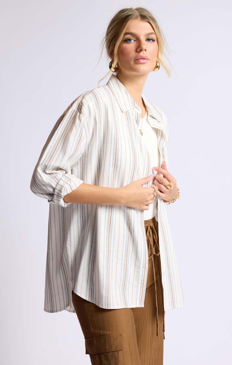 NOPALES STRIPED HI-LO SHIRT