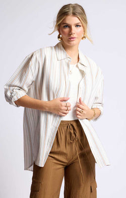 NOPALES STRIPED HI-LO SHIRT
