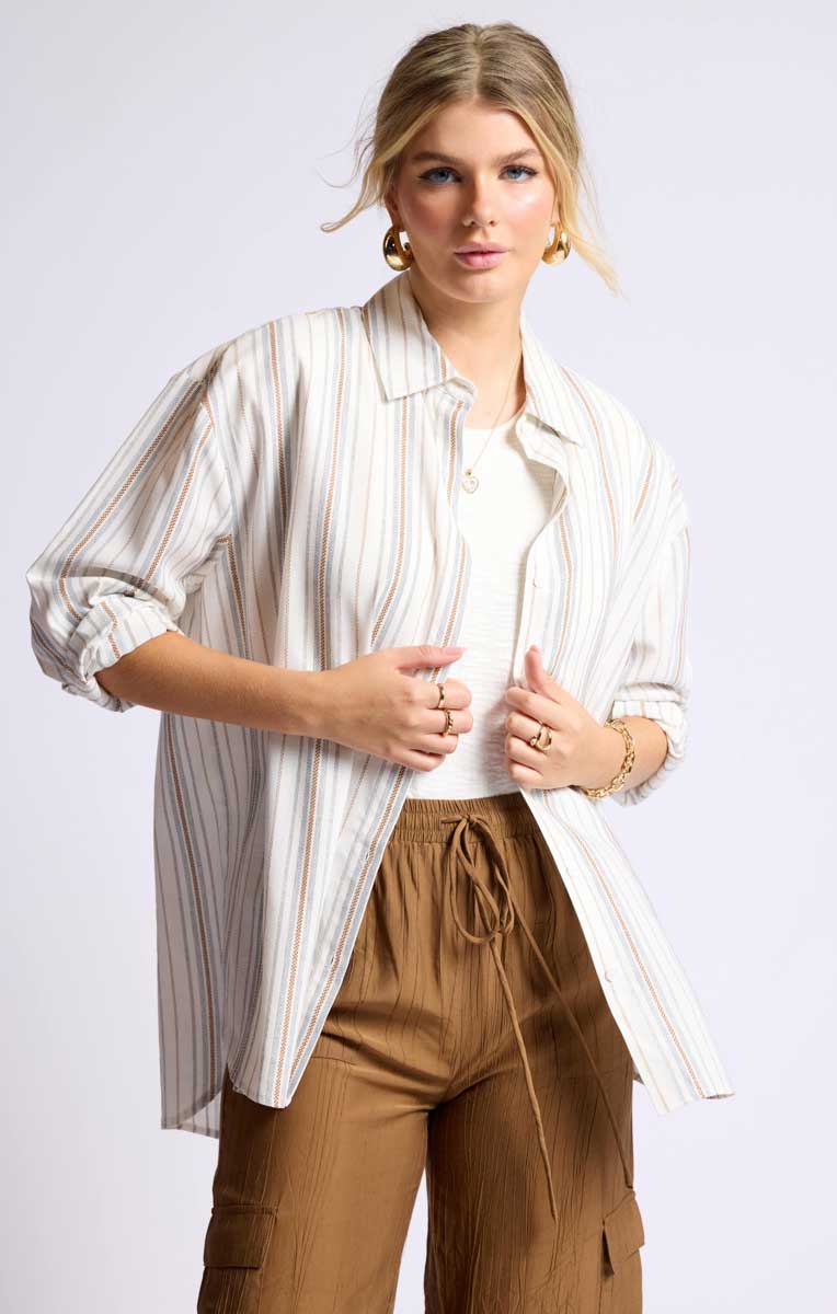 NOPALES STRIPED HI-LO SHIRT