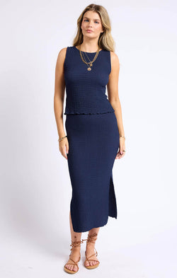 LOST BORDERS POPCORN KNIT MIDI SKIRT