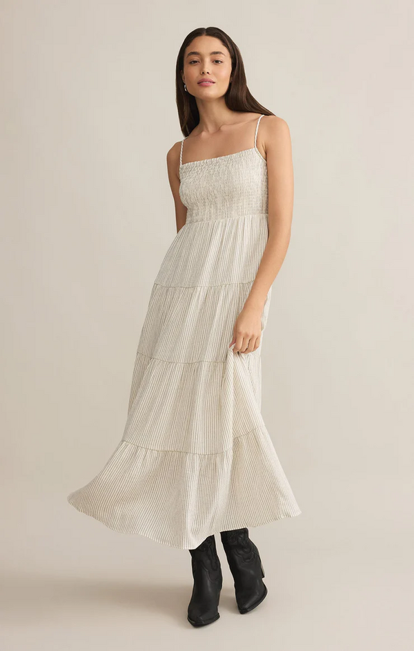 BALOS STRIPED GAUZE MAXI DRESS