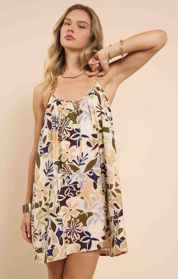 OPEN ROAD BRAIDED STRAPS MINI DRESS
