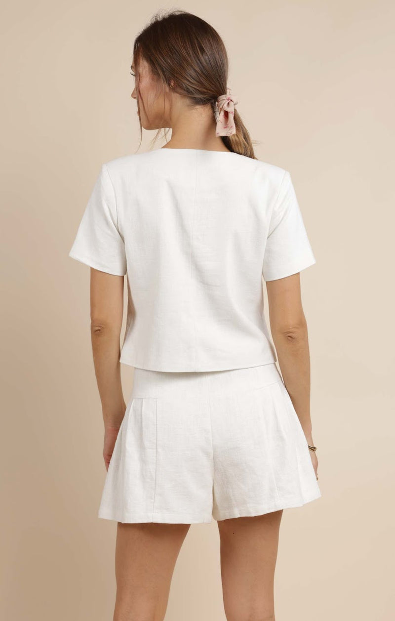 BEAUTIFUL DAY LINEN SHORT SLEEVE BLAZER