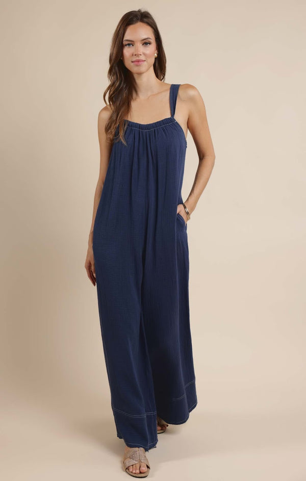 BREEZY LANE FRAYED HEM JUMPSUIT
