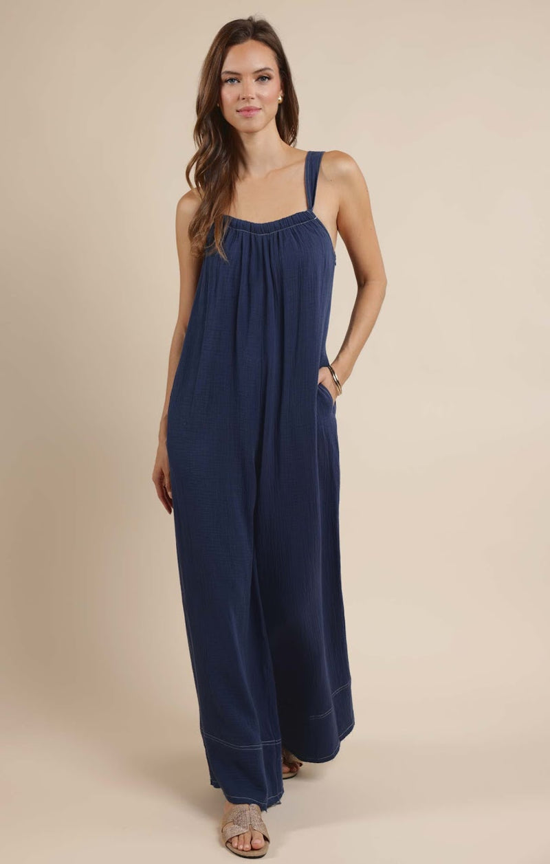 BREEZY LANE FRAYED HEM JUMPSUIT