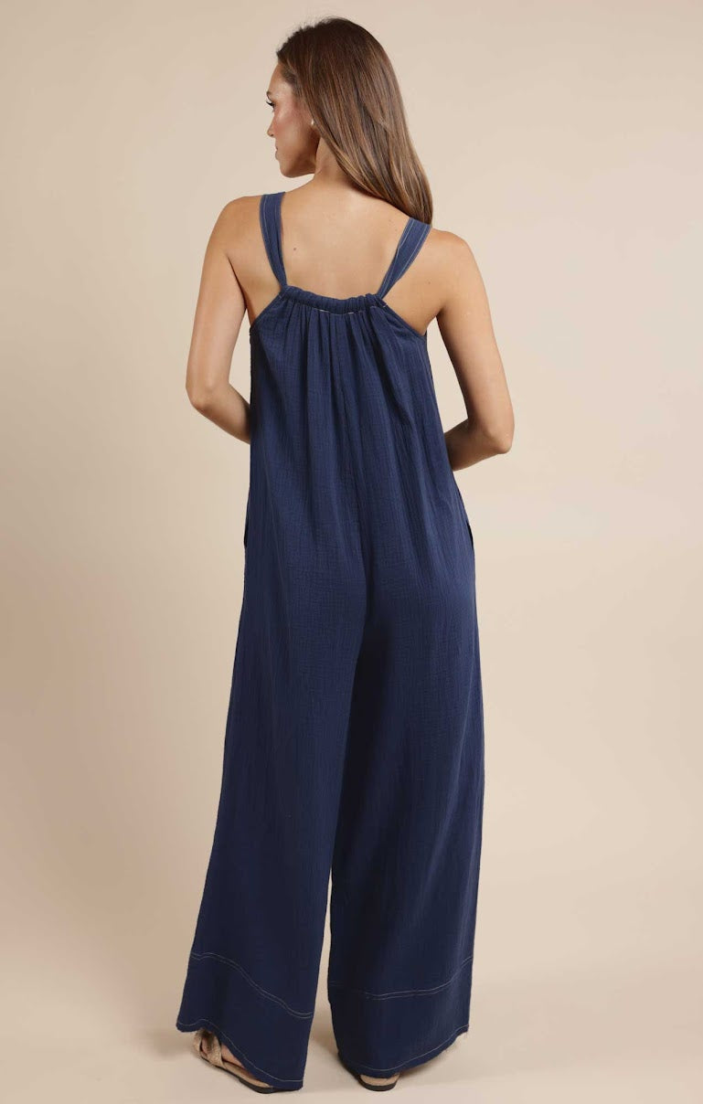 BREEZY LANE FRAYED HEM JUMPSUIT