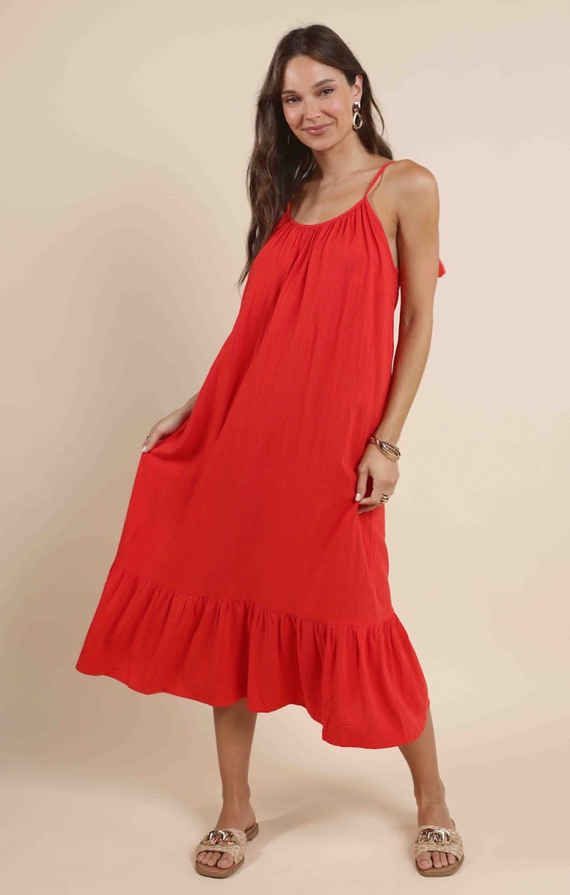 SUGARLOAF TIE STRAP FLOWY MAXI DRESS
