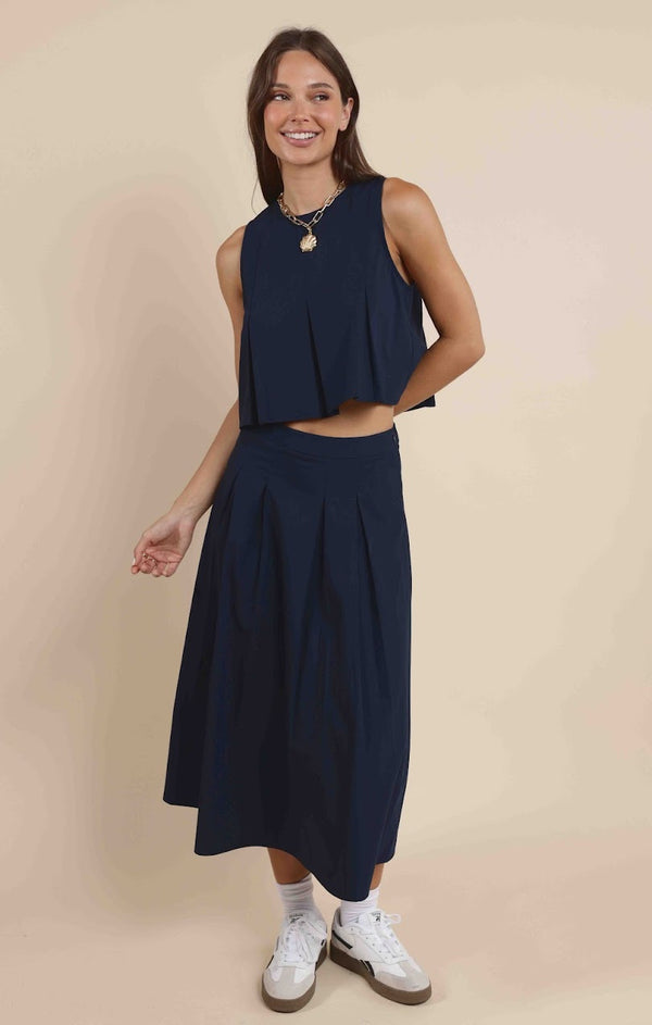 OCEAN CALLS PLEATS MAXI SKIRT