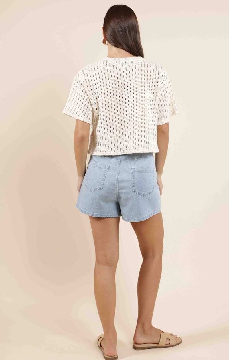 CHEESE BOARD OPEN KNIT S/SLV TOP
