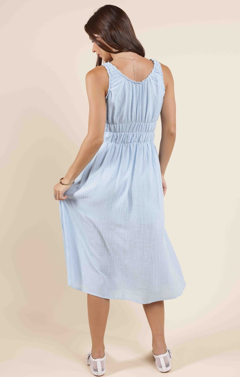SO CAL SCRUNCHY DETAILS MIDI DRESS