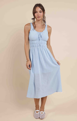 SO CAL SCRUNCHY DETAILS MIDI DRESS