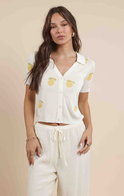 CITRON EMBROIDERED LEMONS KNIT SHIRT