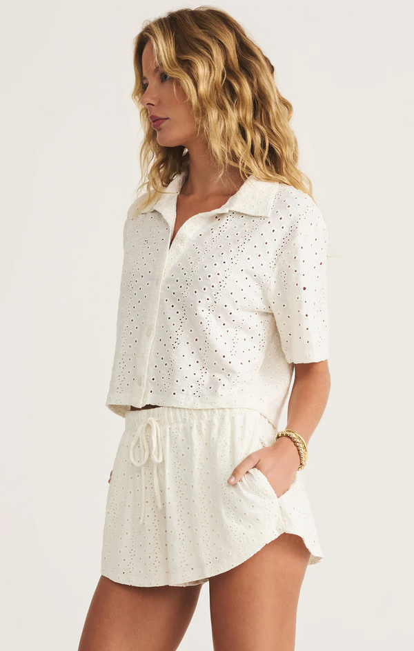 MADRID KNIT EYELET BUTTON UP
