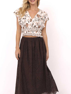 VOILA NECK RUFFLE S/SLV TOP